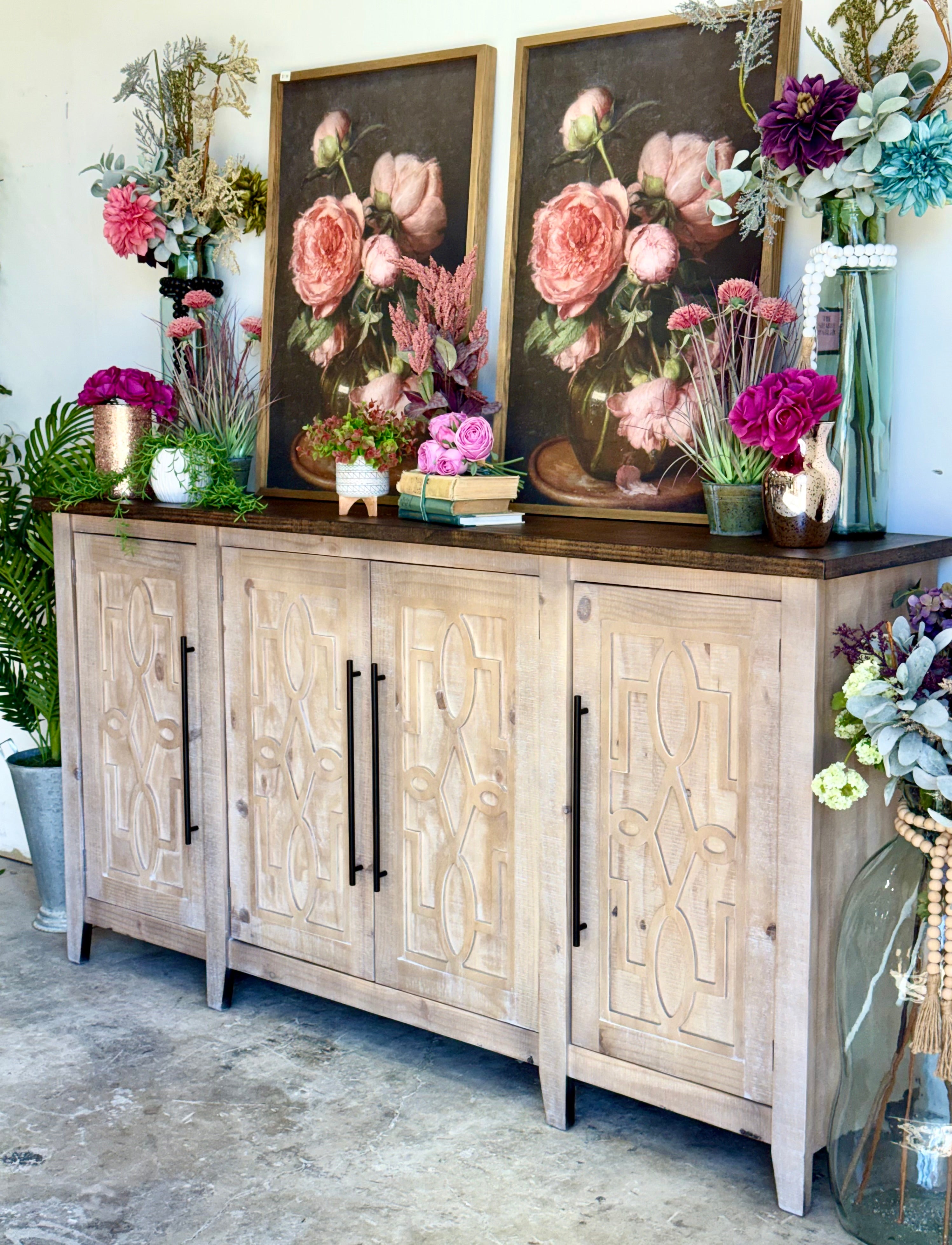 Ivy 4 Door Console-Soft Drift/Honeywood™