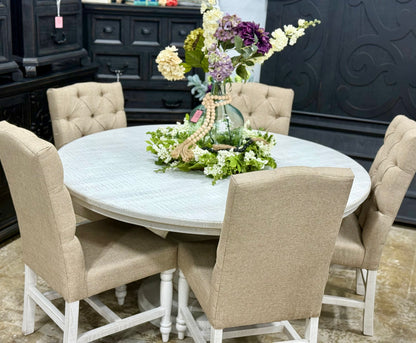 Lilly 60&quot; Round Pedestal Dining Table-White Wheat