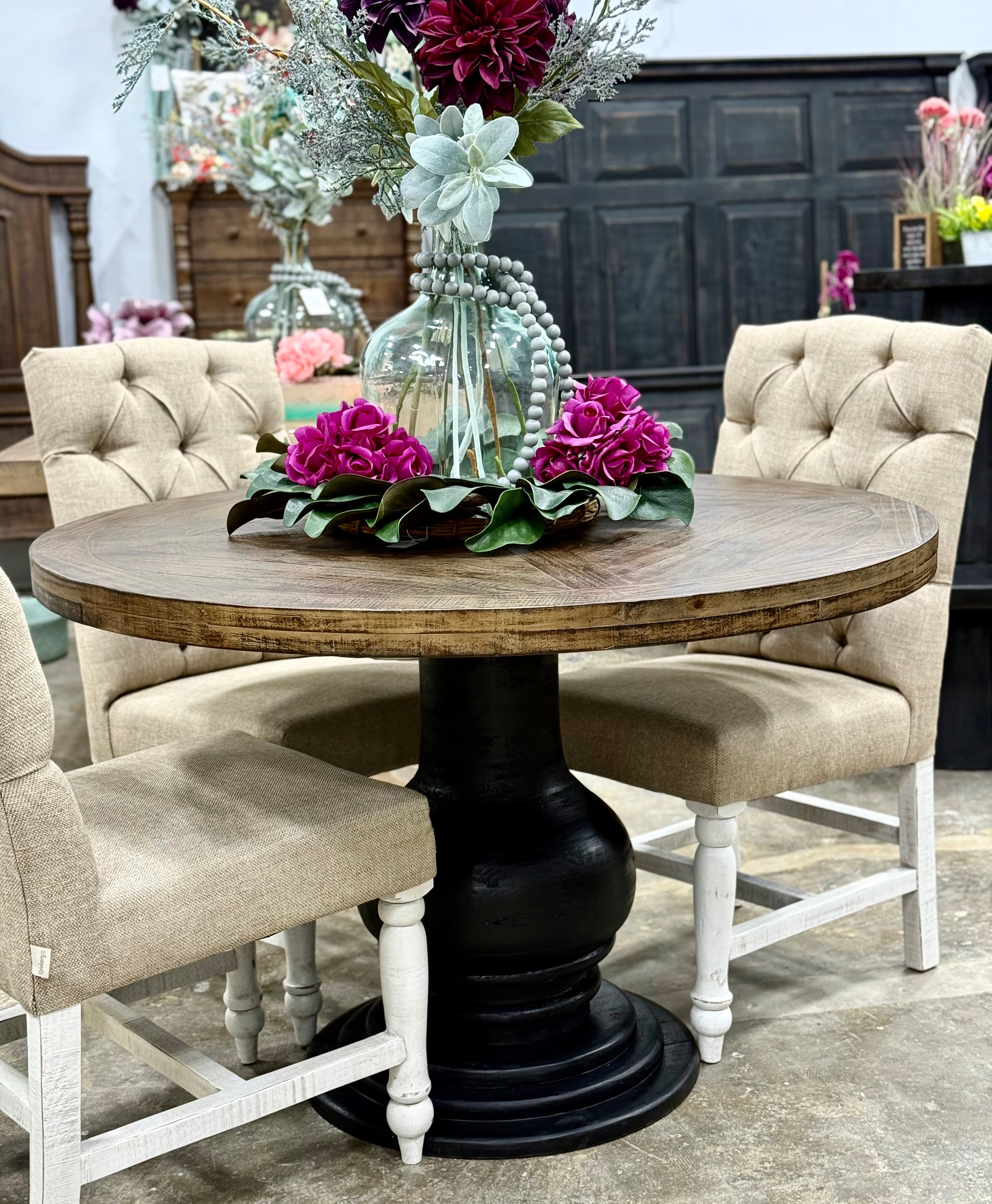 Clara 47&quot; Round Dining Table-Black/Honeywood™