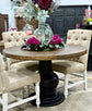 Clara 47" Round Dining Table-Black/Honeywood
