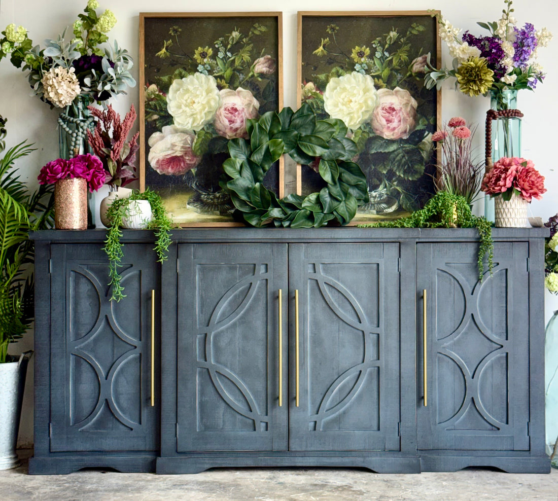 Circle Door Console-Blue Haze/Gold