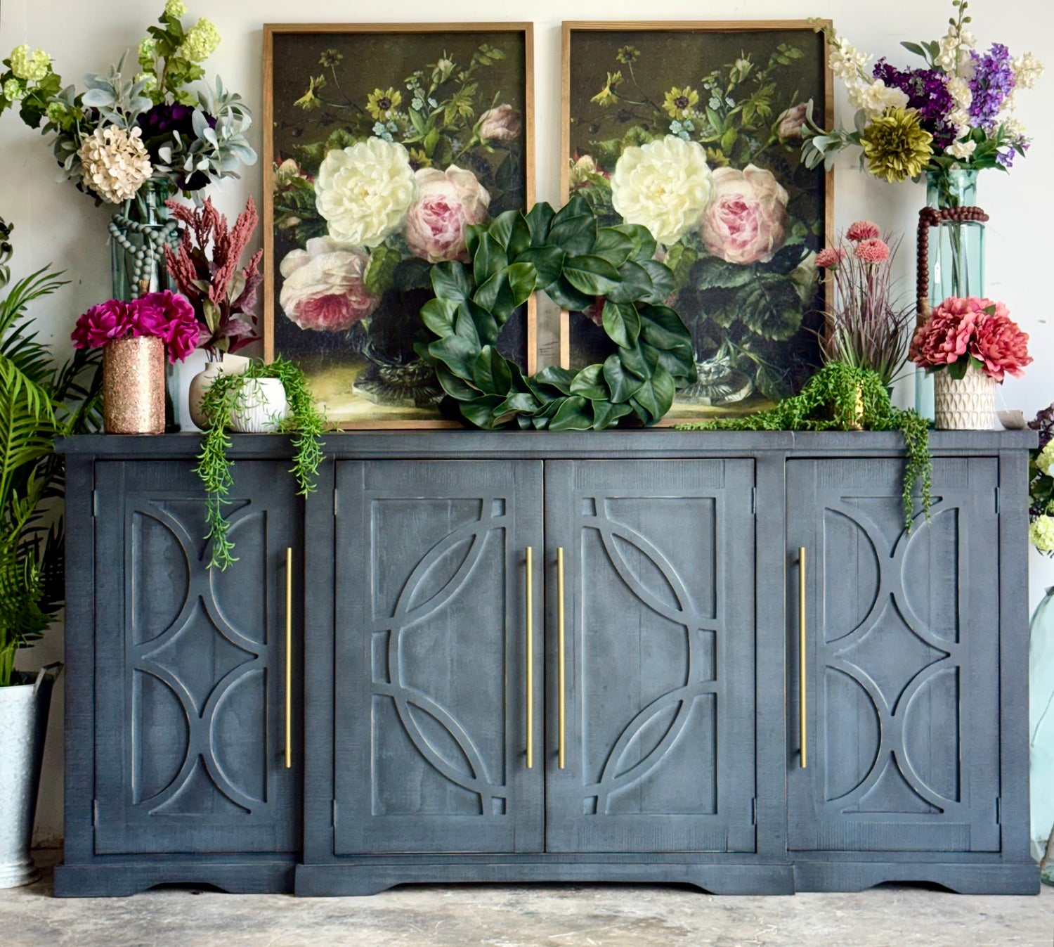 Circle Door Console-Blue Haze/Gold