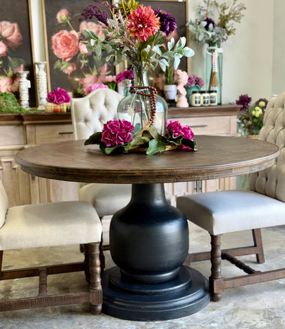 Lilly 54" Round Pedestal Dining Table-Black/Honeywood™
