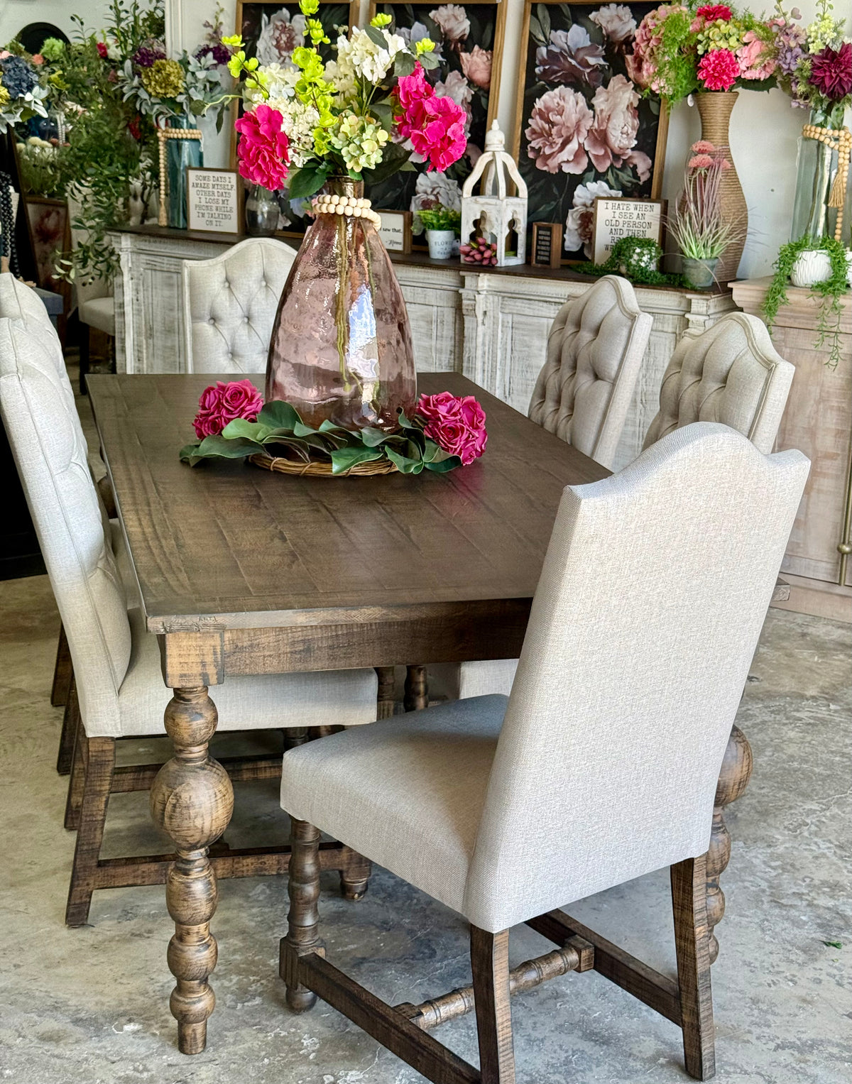Sophie 7 Foot Dining Table With 6 Chairs-Honeywood™