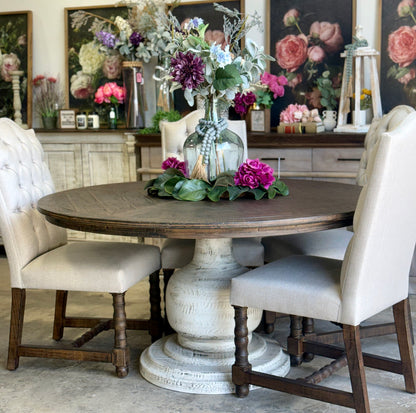 Lilly 60" Round Pedestal Dining Table-White Wheat/Honeywood™