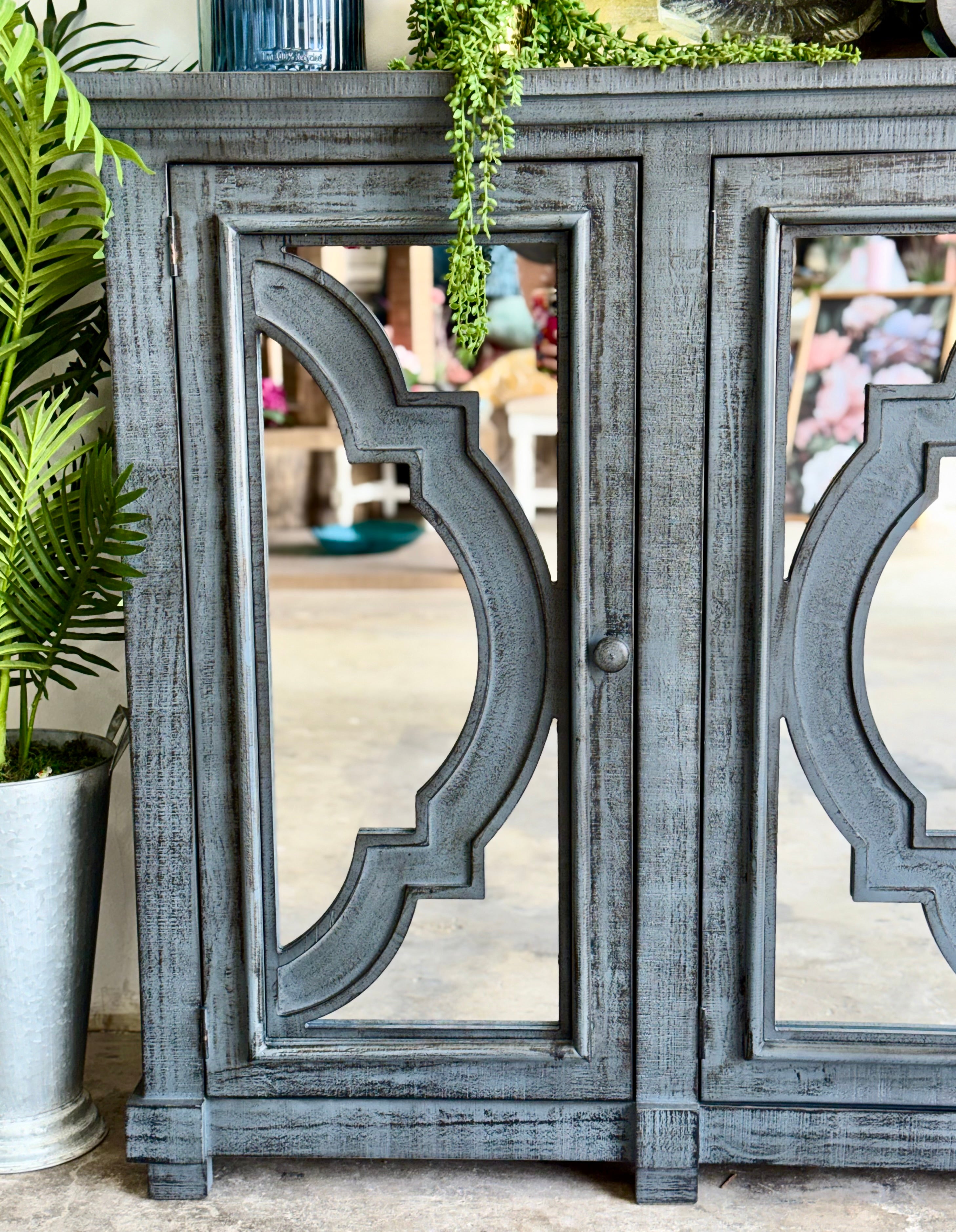 Morgan 4 Door Console With Mirrors-Blue Dusk