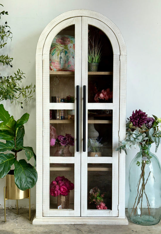 Libby Domed Vitrine- White Wheat/Cappuccino