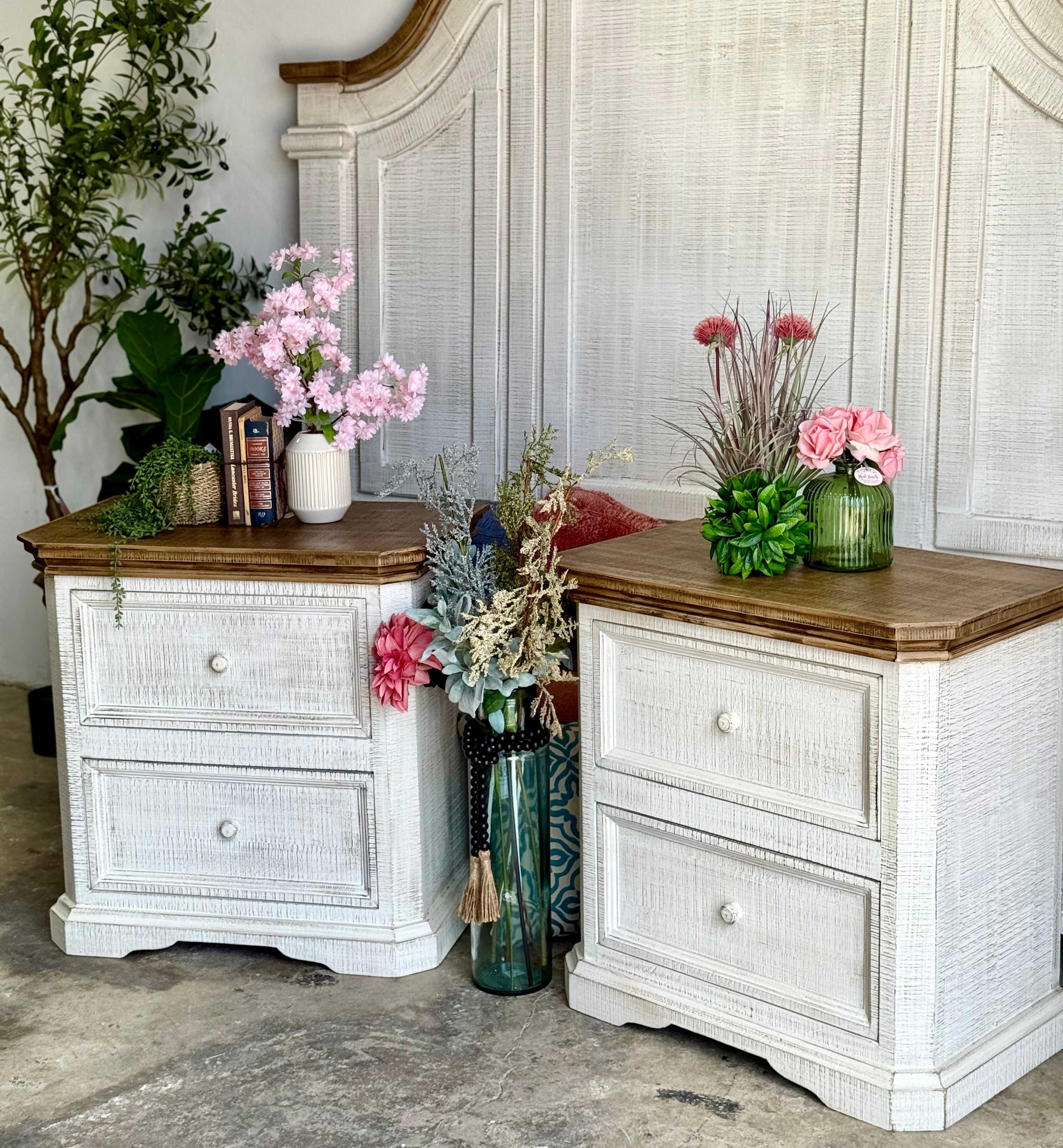 Eden Nightstand-White Wheat/Sandstone