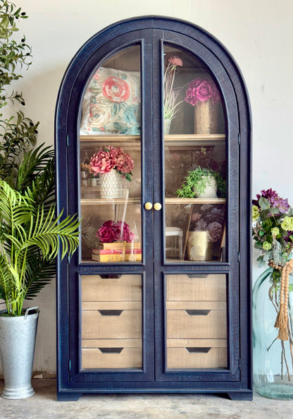 Avery Dome Vitrine-Deep Blue/Cappuccino