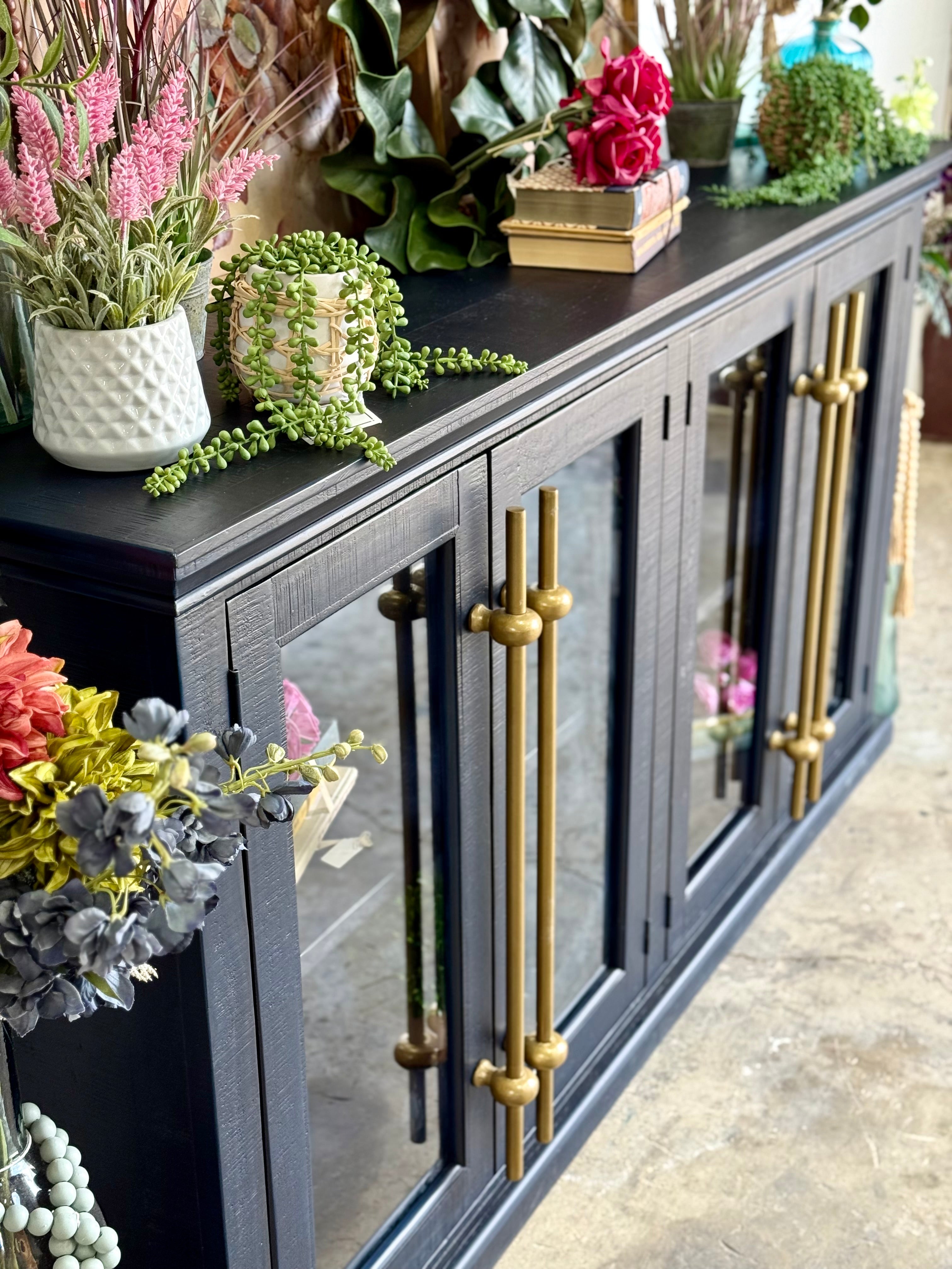 Emerson 4 Door Console-Deep Blue/Gold