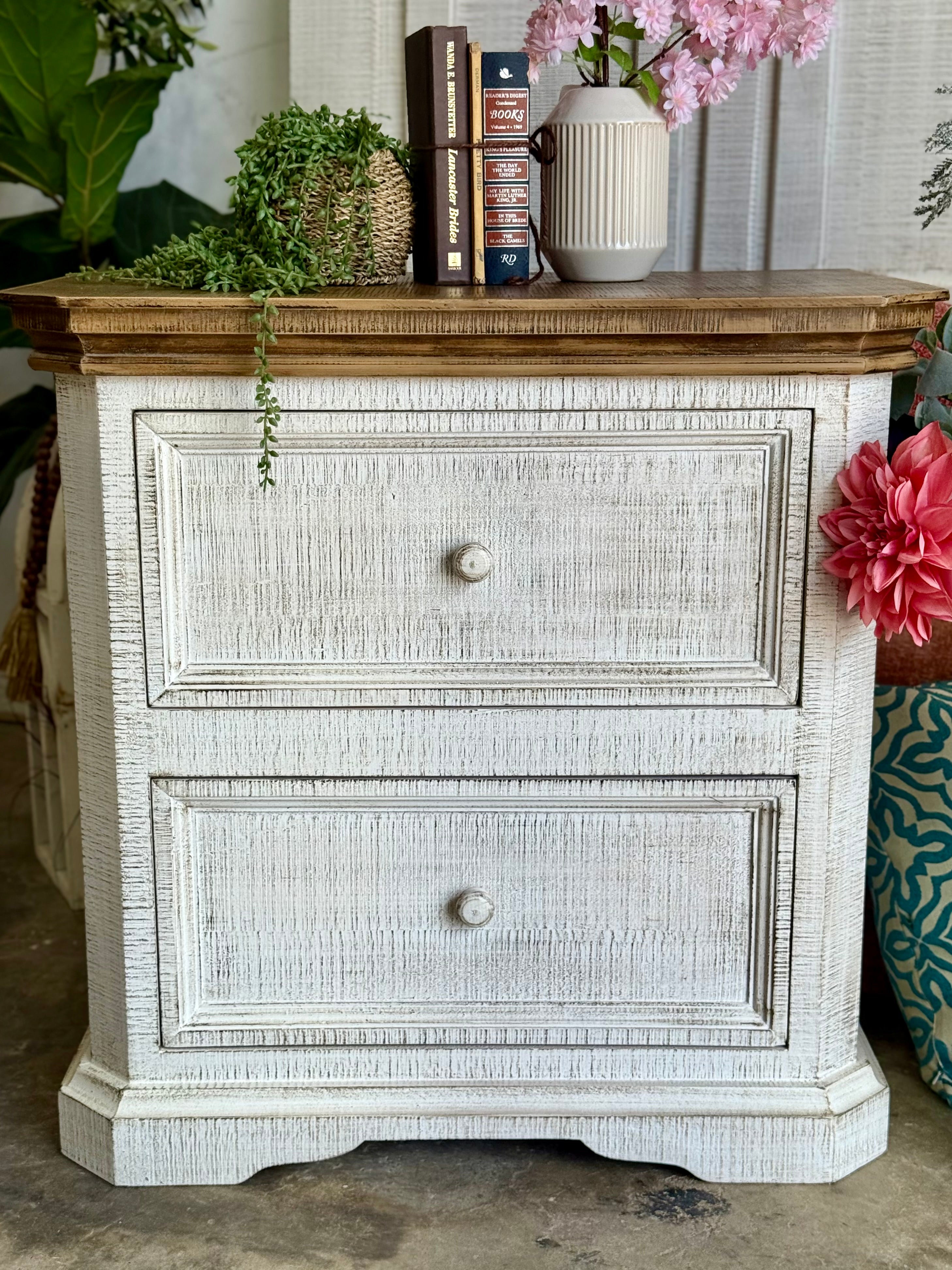 Eden Nightstand-White Wheat/Sandstone