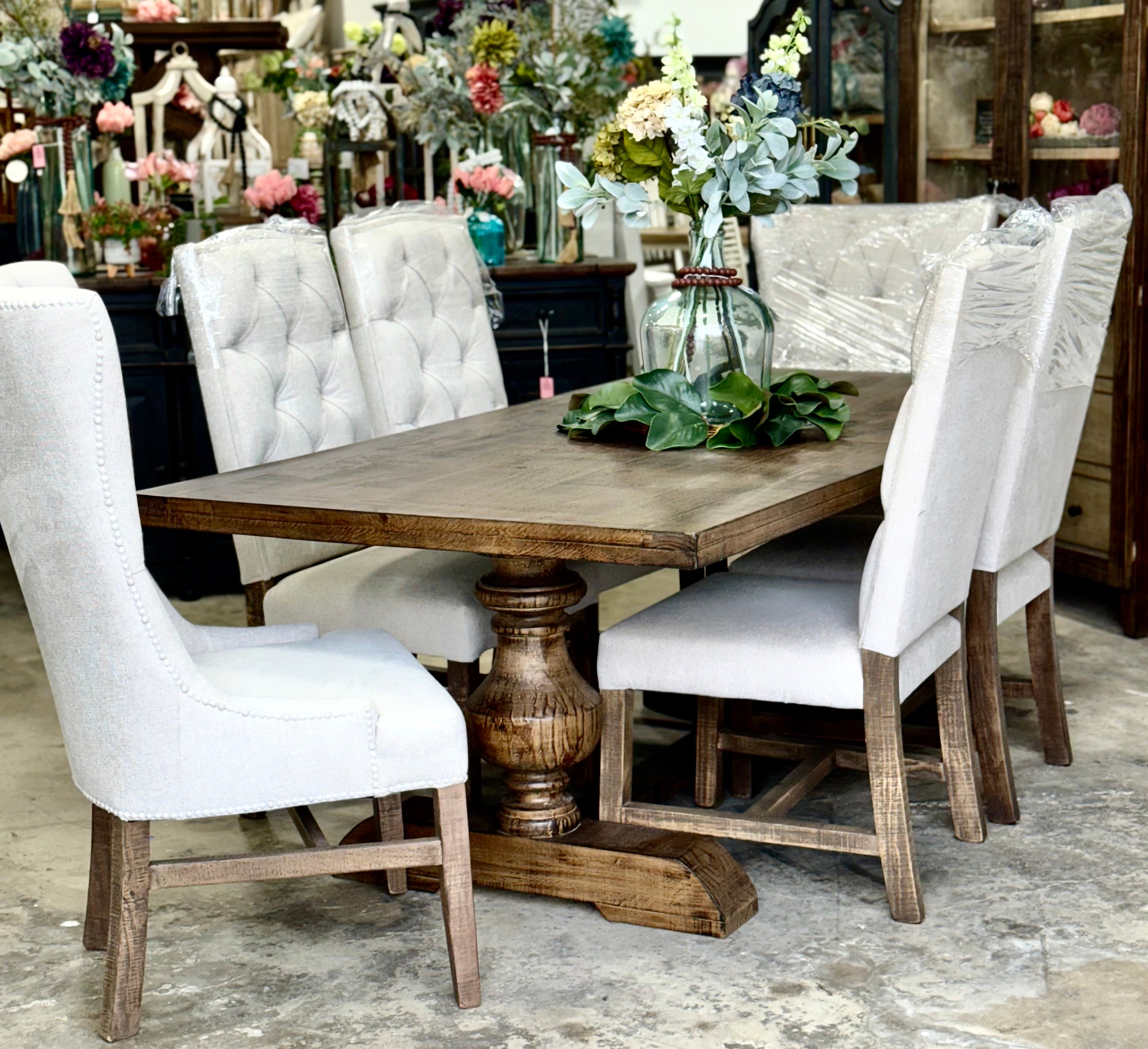 Hannah 7 Foot Dining Table Set With Chairs-Honeywood™