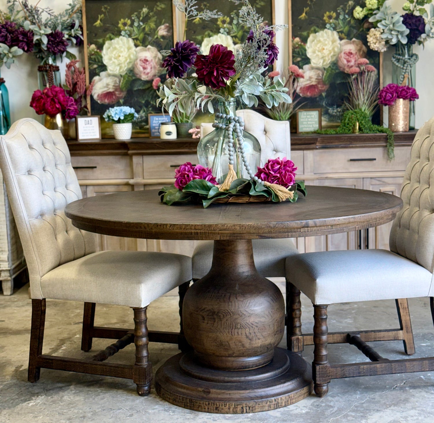 Lilly 54" Round Pedestal Dining Table-Honeywood™