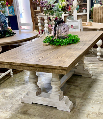 Ella 7  Foot Dining Table -White Wheat/Sandstone