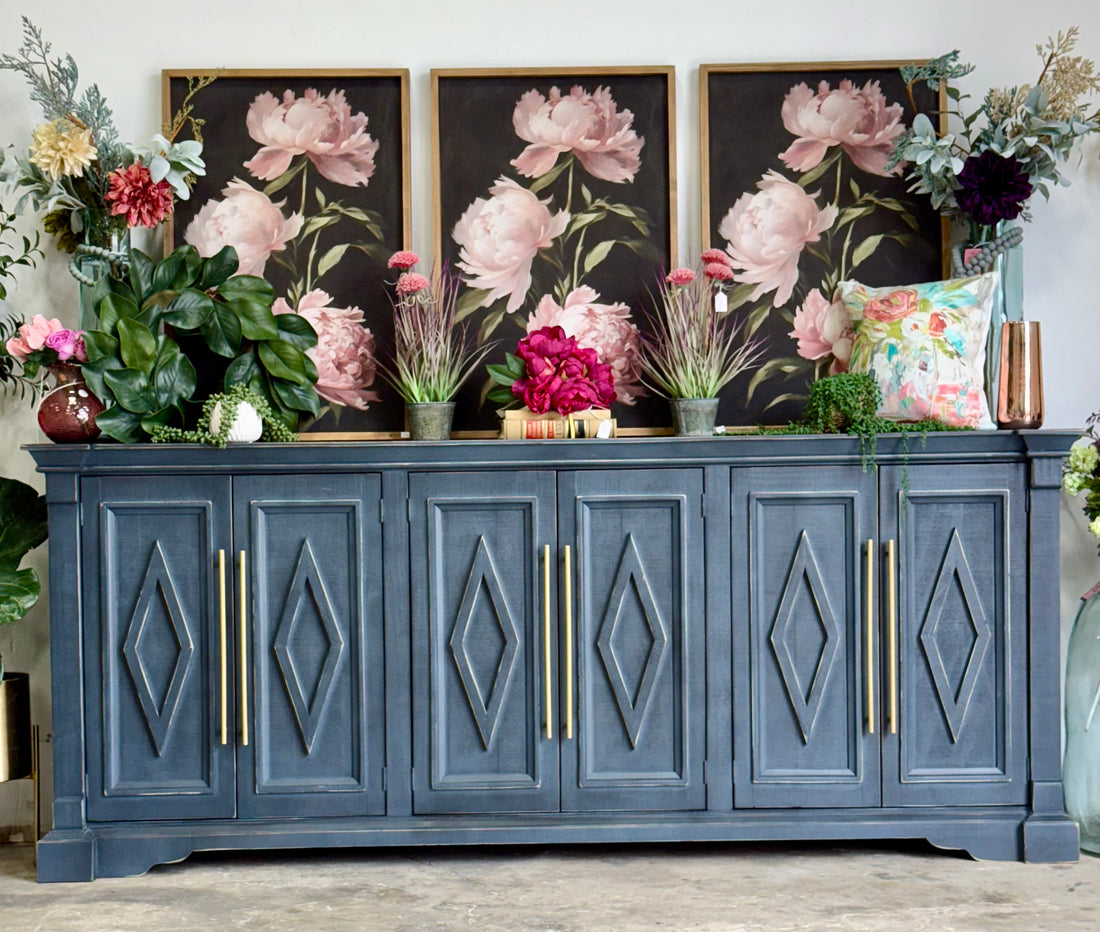 Chloe 6 Door Console-Blue Haze™/Gold