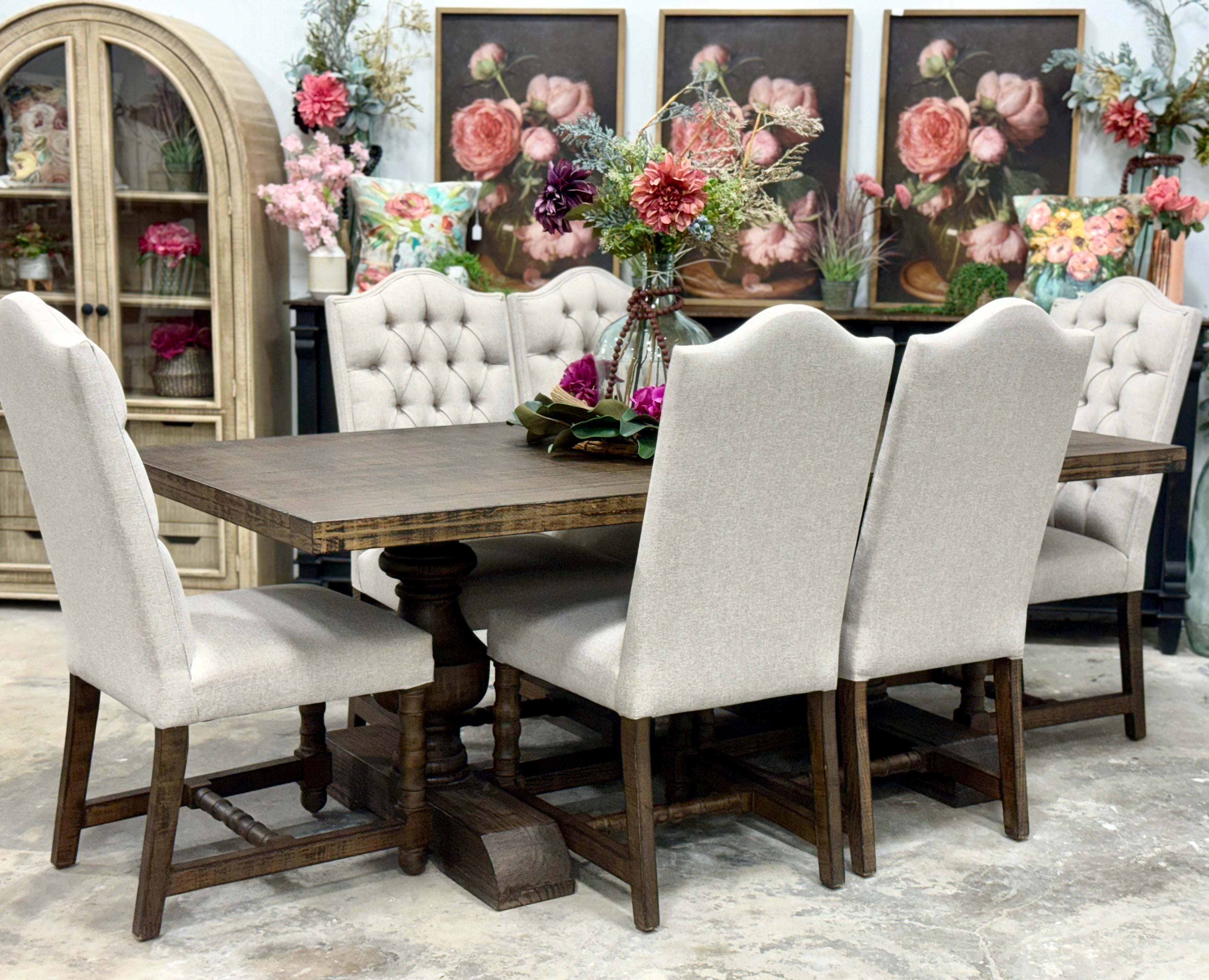 Hannah 7 Foot Dining Table Set With Chairs-Honeywood™