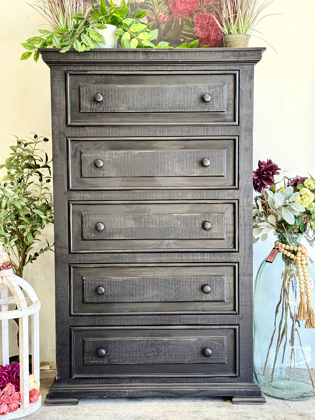 Charlotte Chest of Drawers-Handrubbed Black