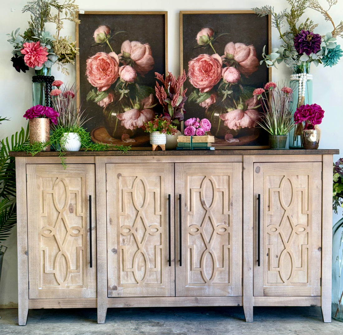 Ivy 4 Door Console-Soft Drift/Honeywood™