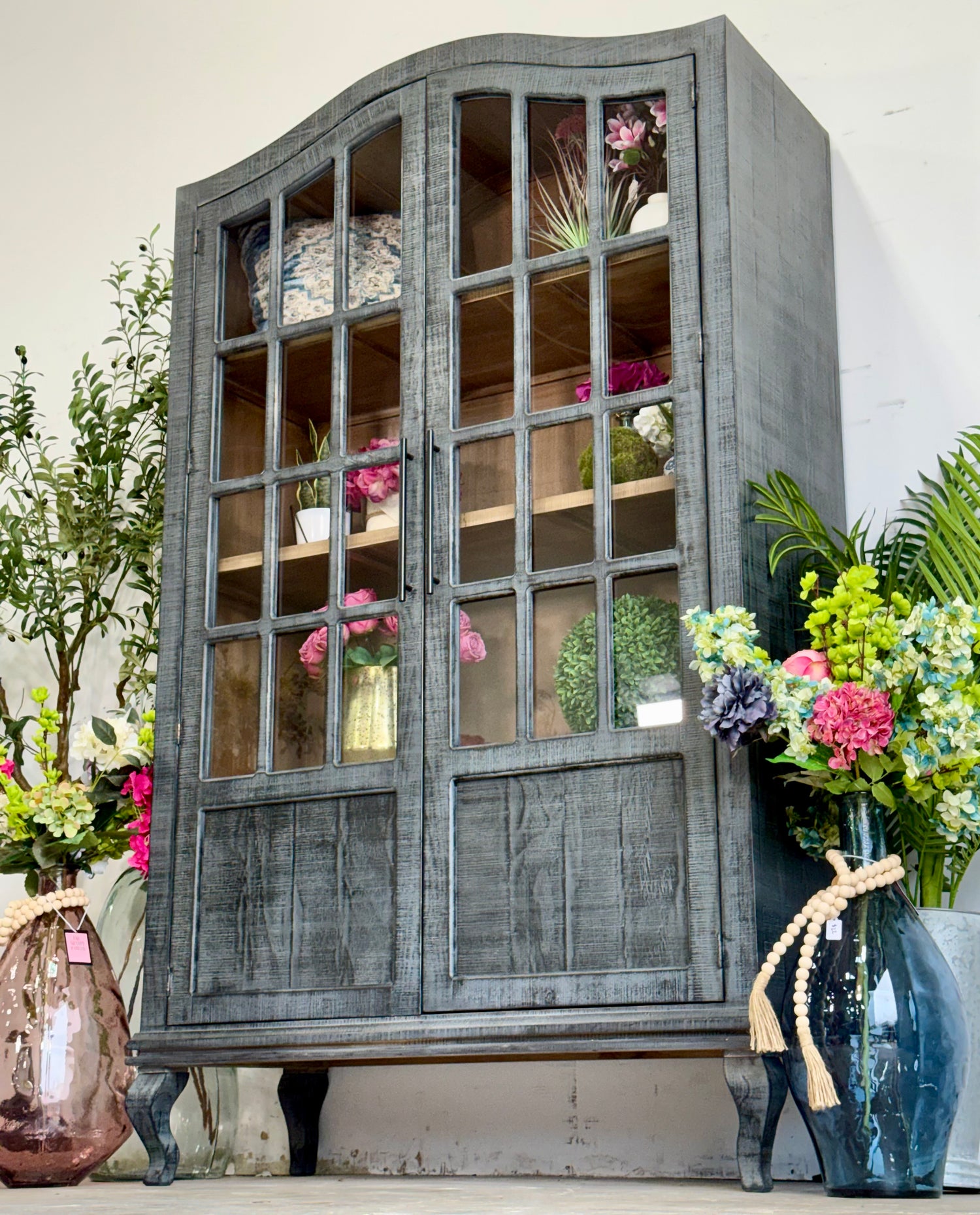 Felicity Arched Vitrine-Blue Dusk/Cappuccino