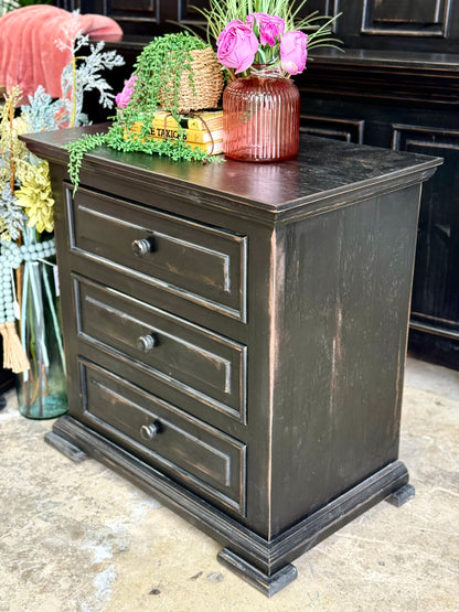 Charlotte 3-Drawer Nightstand-Handrubbed Black