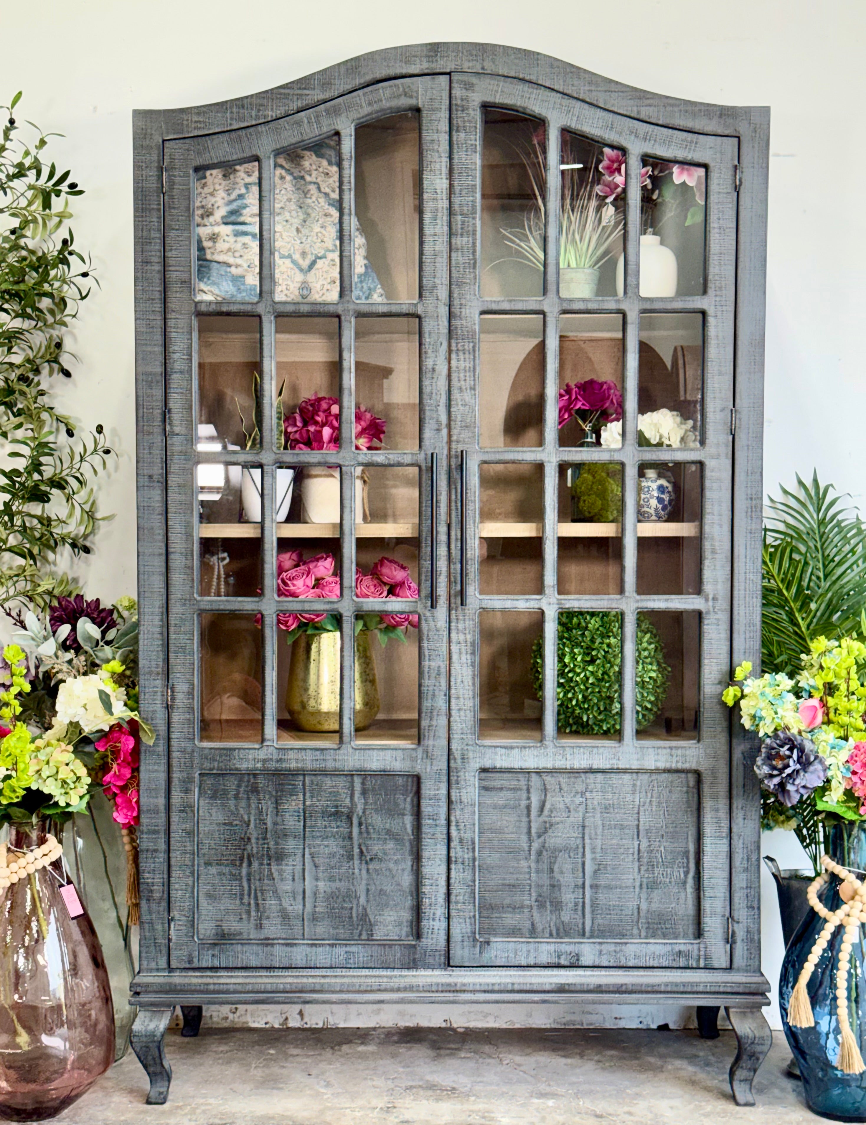Felicity Arched Vitrine-Blue Dusk/Cappuccino