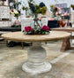 Lilly 60" Round Pedestal Dining Table-White Wheat/Sandstone Top