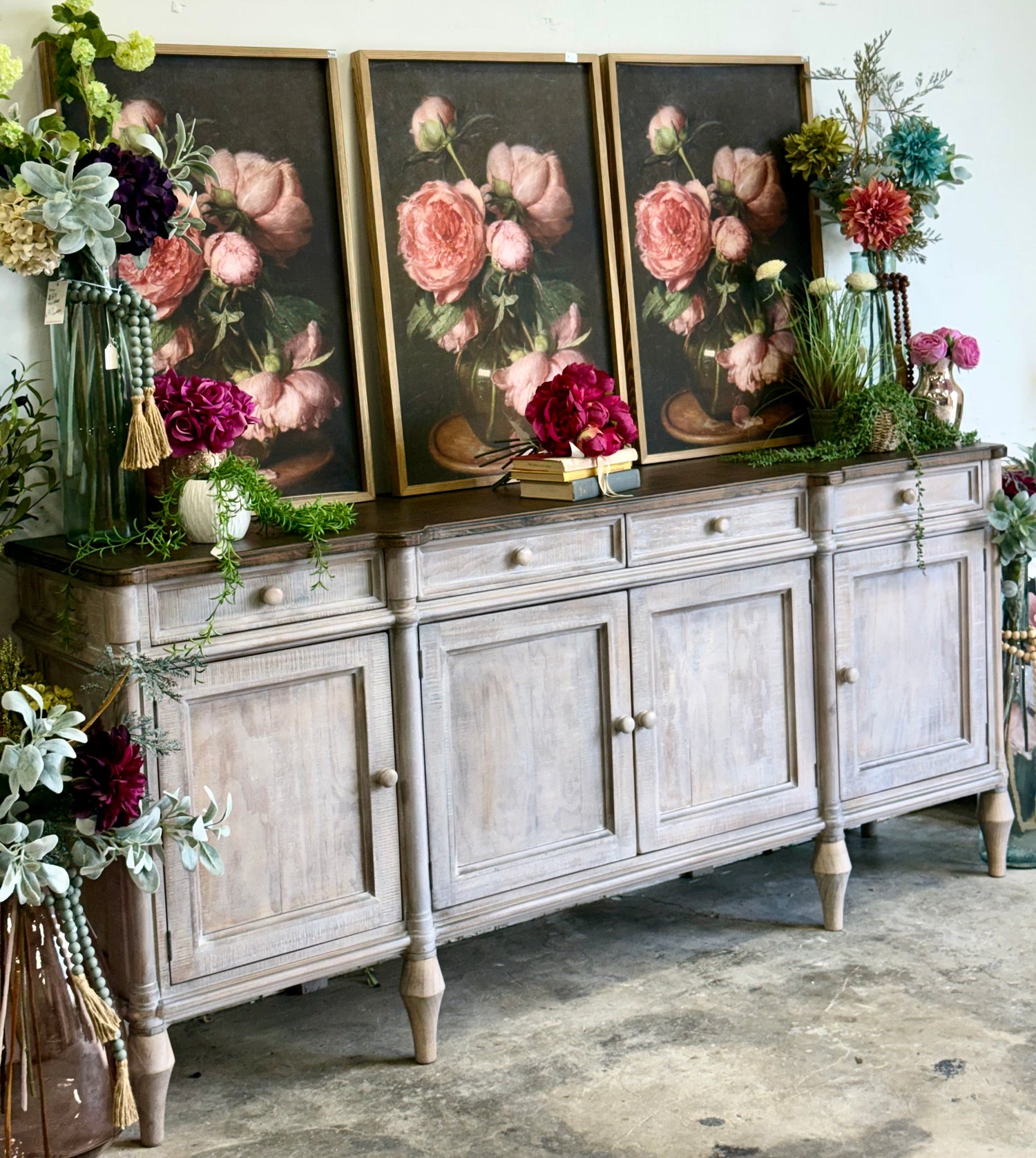 Celine 4 Door Console-Soft Drift/Honeywood