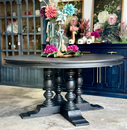 Kennedy 63" Round Dining Table-Handrubbed Black