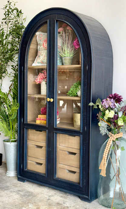Avery Dome Vitrine-Deep Blue/Cappuccino