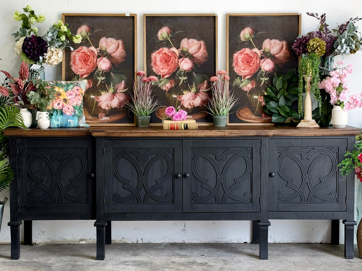 Harper 108" Console-Black/Honeywood
