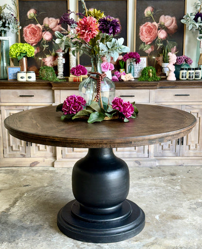 Lilly 54" Round Pedestal Dining Table-Black/Honeywood™