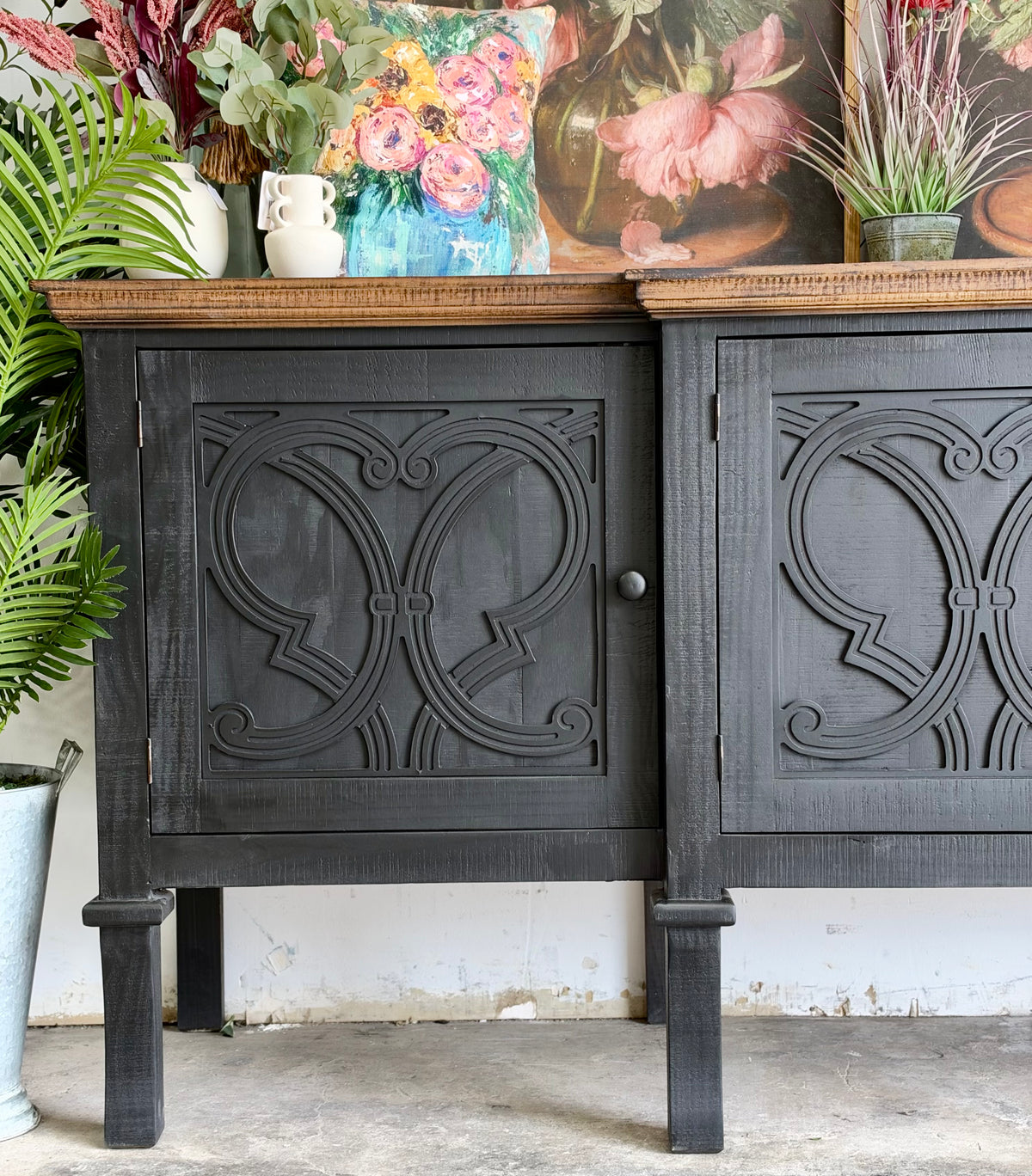 Harper 108" Console-Black/Honeywood