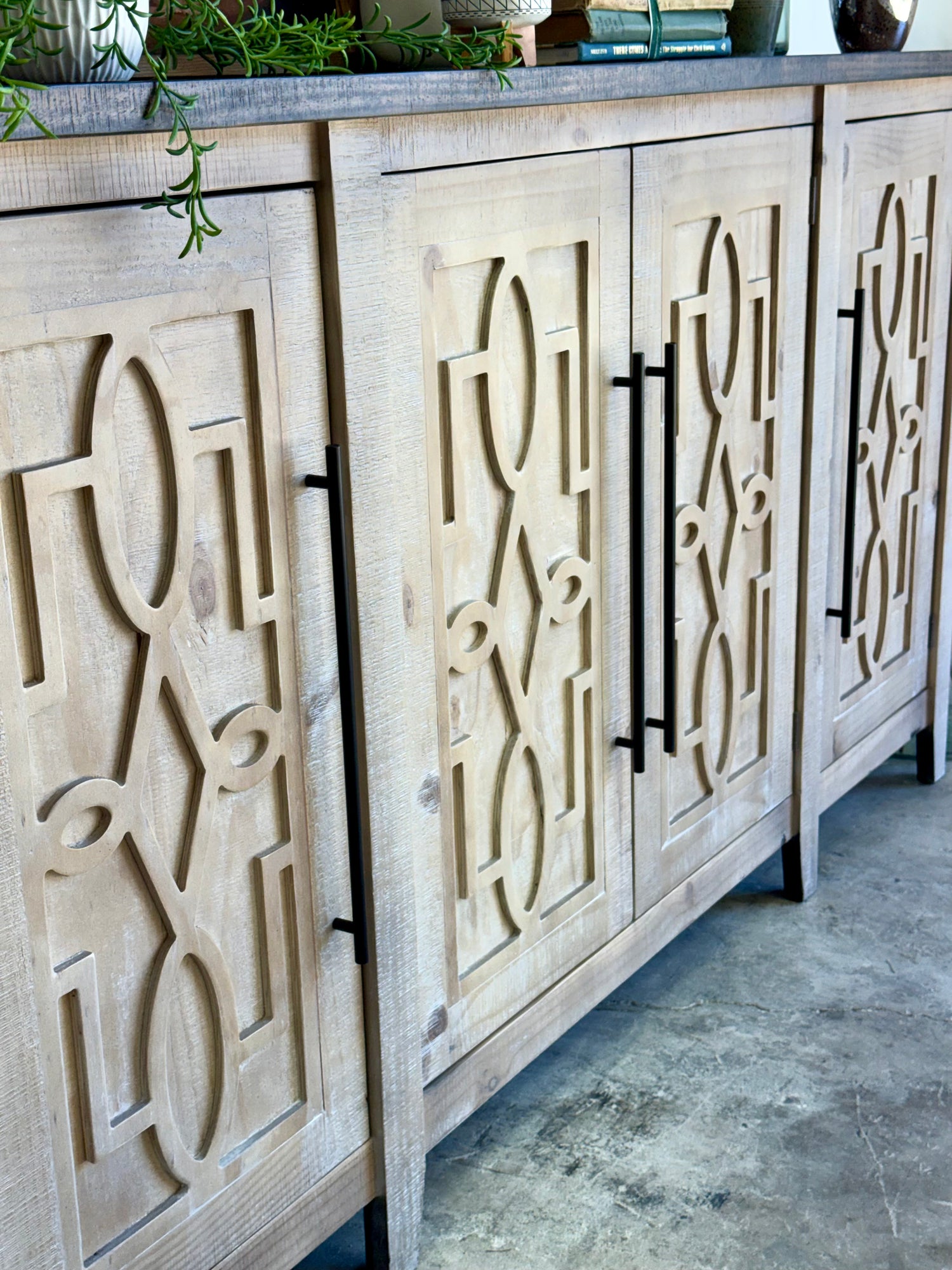 Ivy 4 Door Console-Soft Drift/Honeywood™