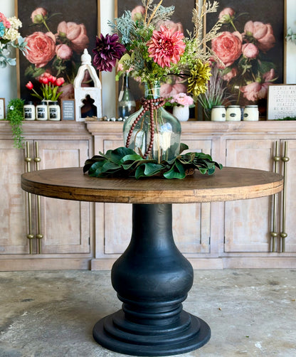 Clara 47" Round Dining Table-Black/Honeywood™