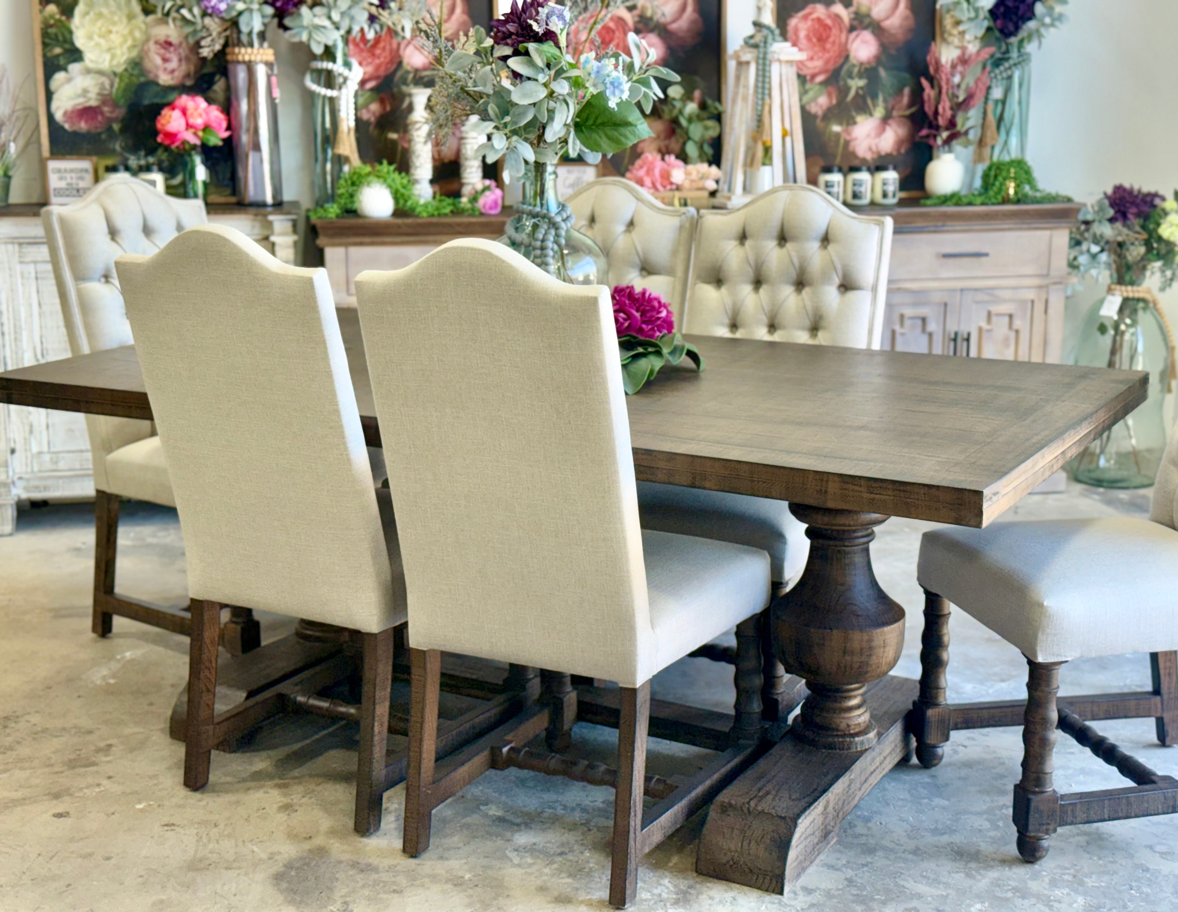 Hannah 7 Foot Dining Table Set With Chairs-Honeywood™