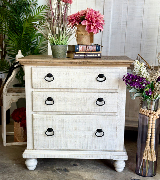 Delaney Nightstand-White Wheat/Sandstone