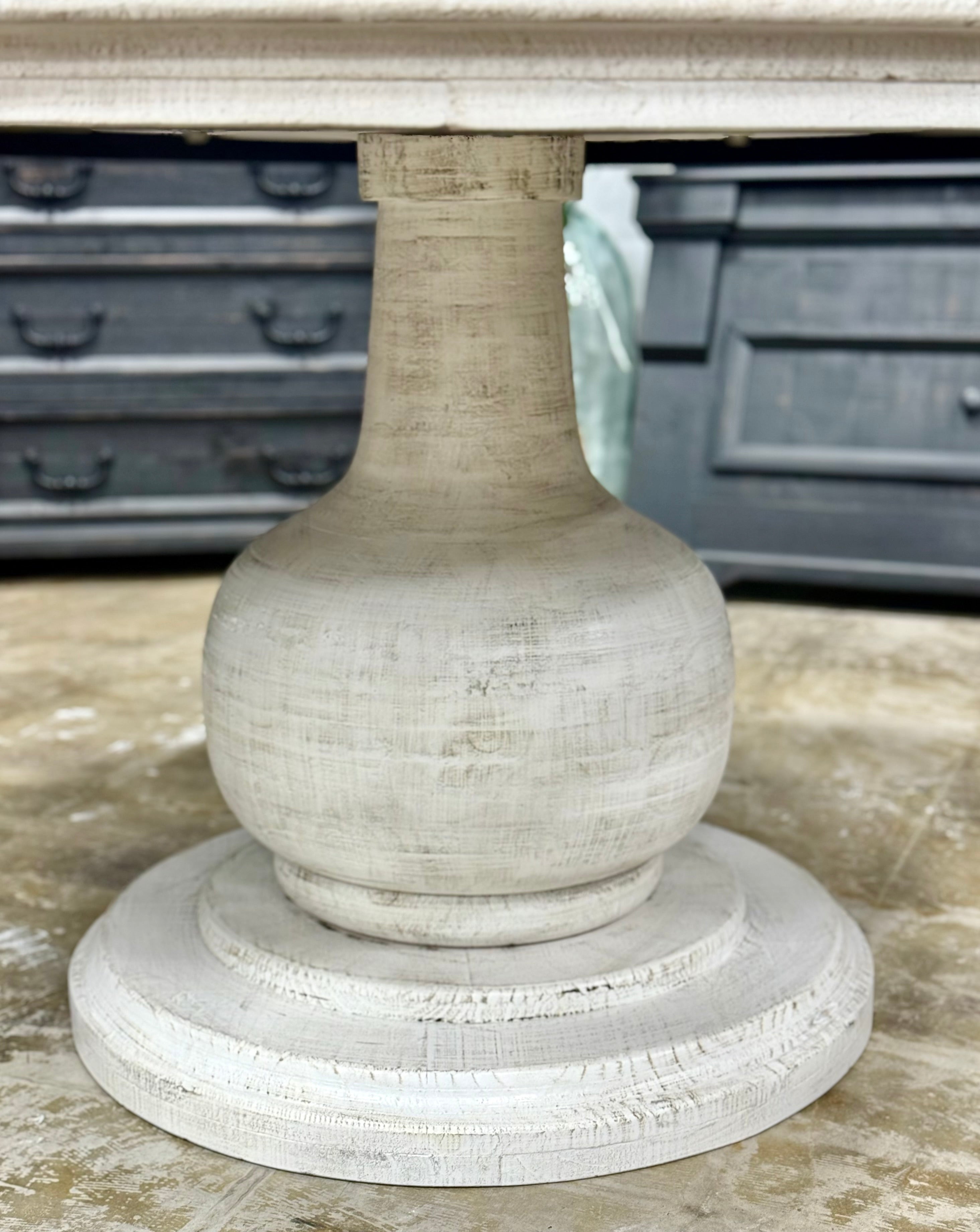 Lilly 60&quot; Round Pedestal Dining Table-White Wheat