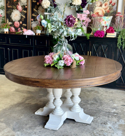 Kennedy 63&quot; Round Dining Table-White Wheat/Honeywood™