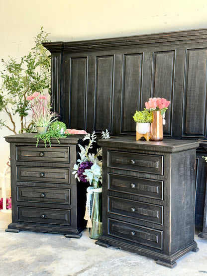 Charlotte 4 Drawer Oversized Nightstand-Handrubbed Black