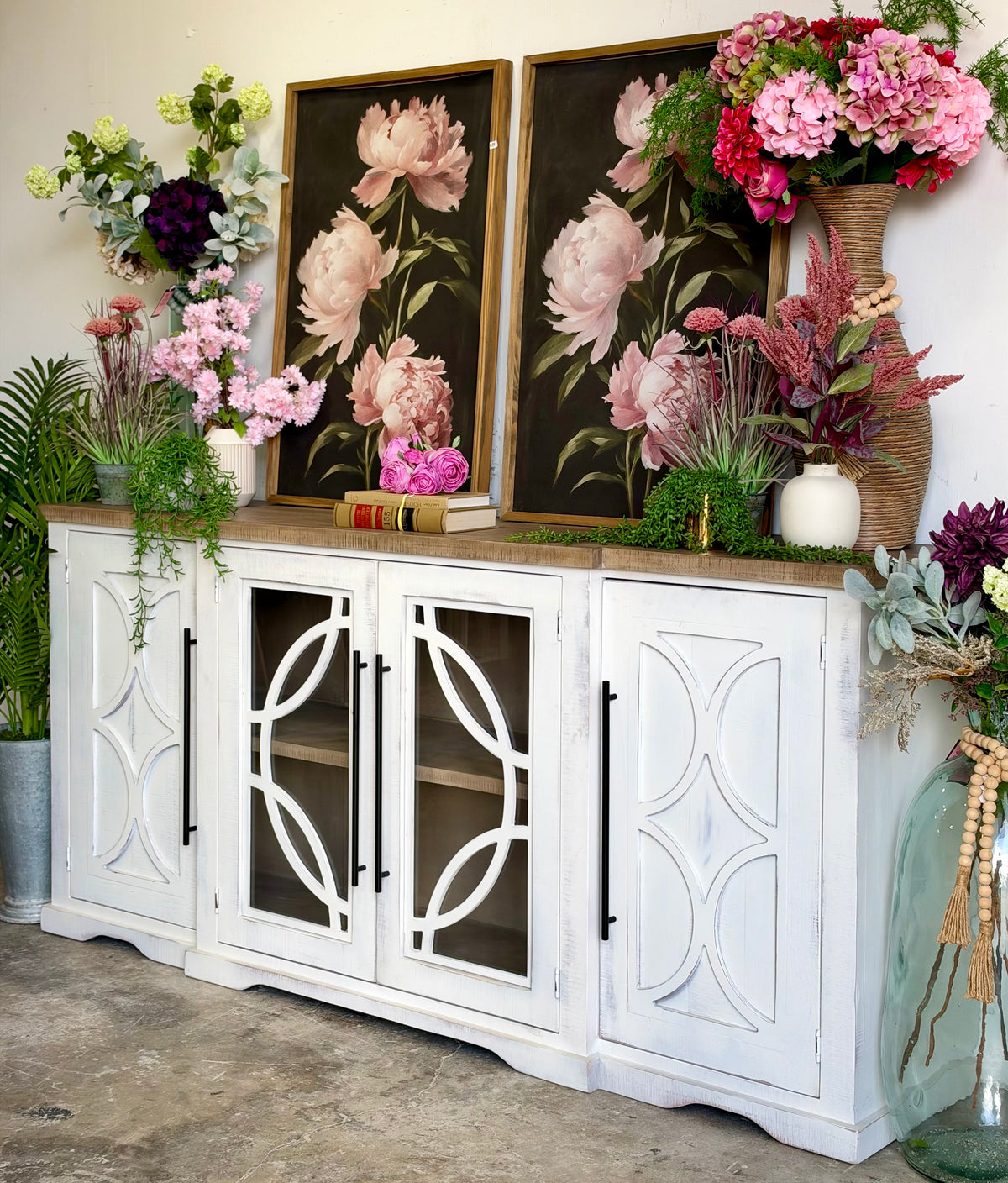 Circle Door Console-Frosted Linen/Sandstone