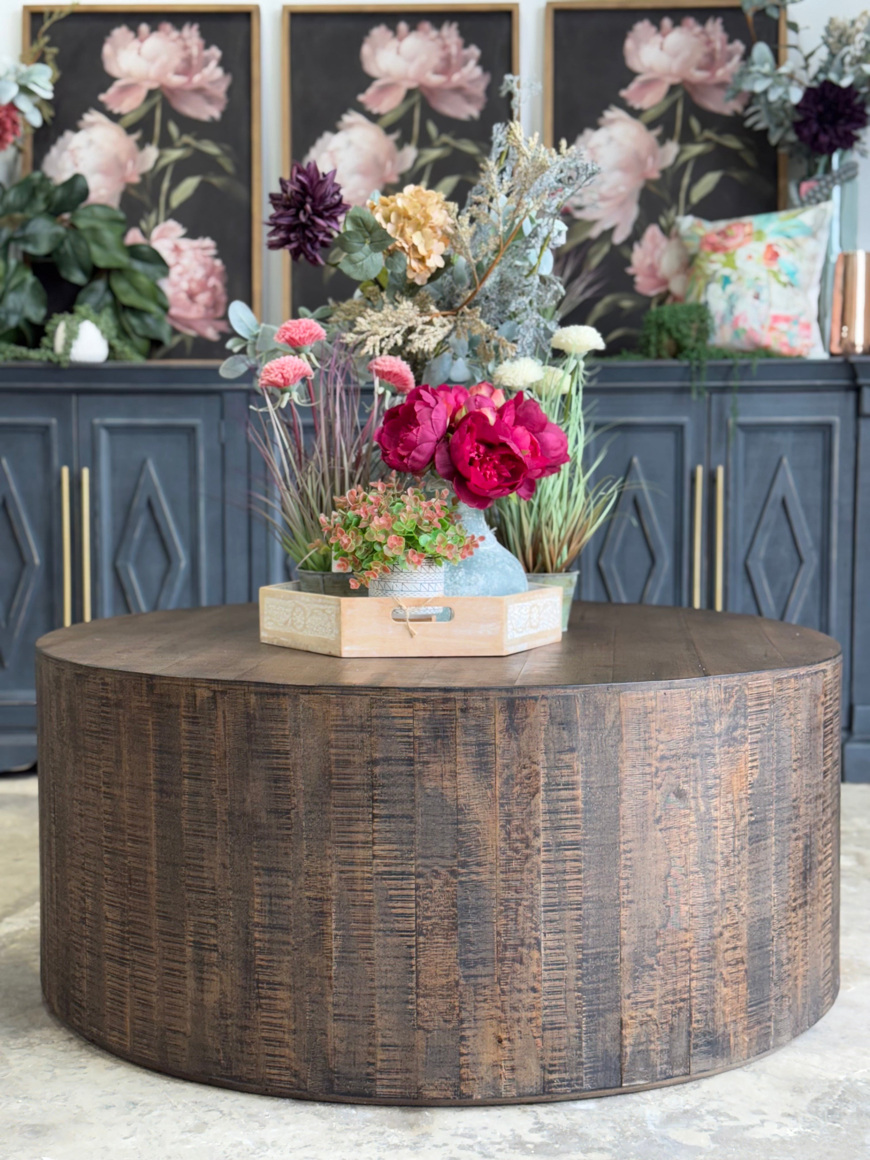 Round Drum Coffee Table-Honeywood™