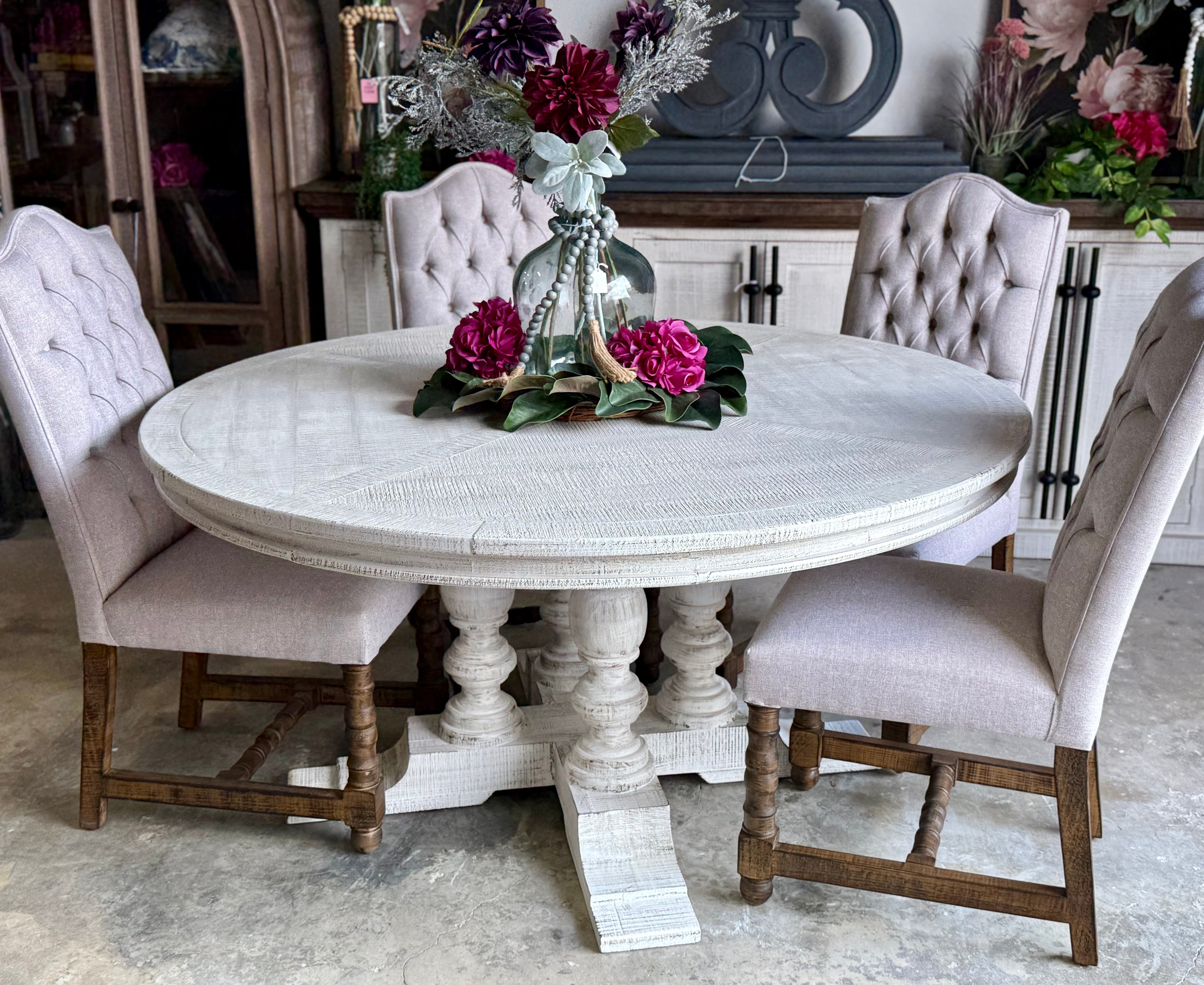 Kennedy 63&quot; Round Dining Table-White Wheat