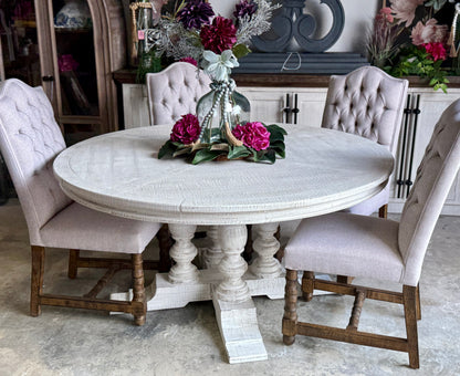 Kennedy 63&quot; Round Dining Table-White Wheat