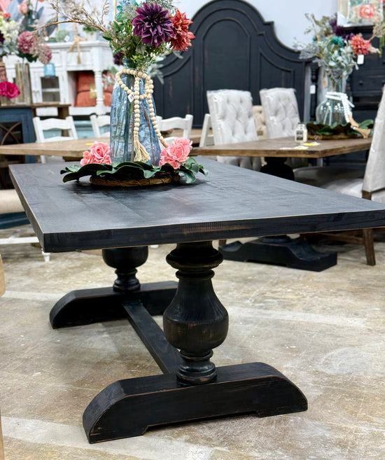 Hannah 7 Foot Dining Table-Handrubbed Black