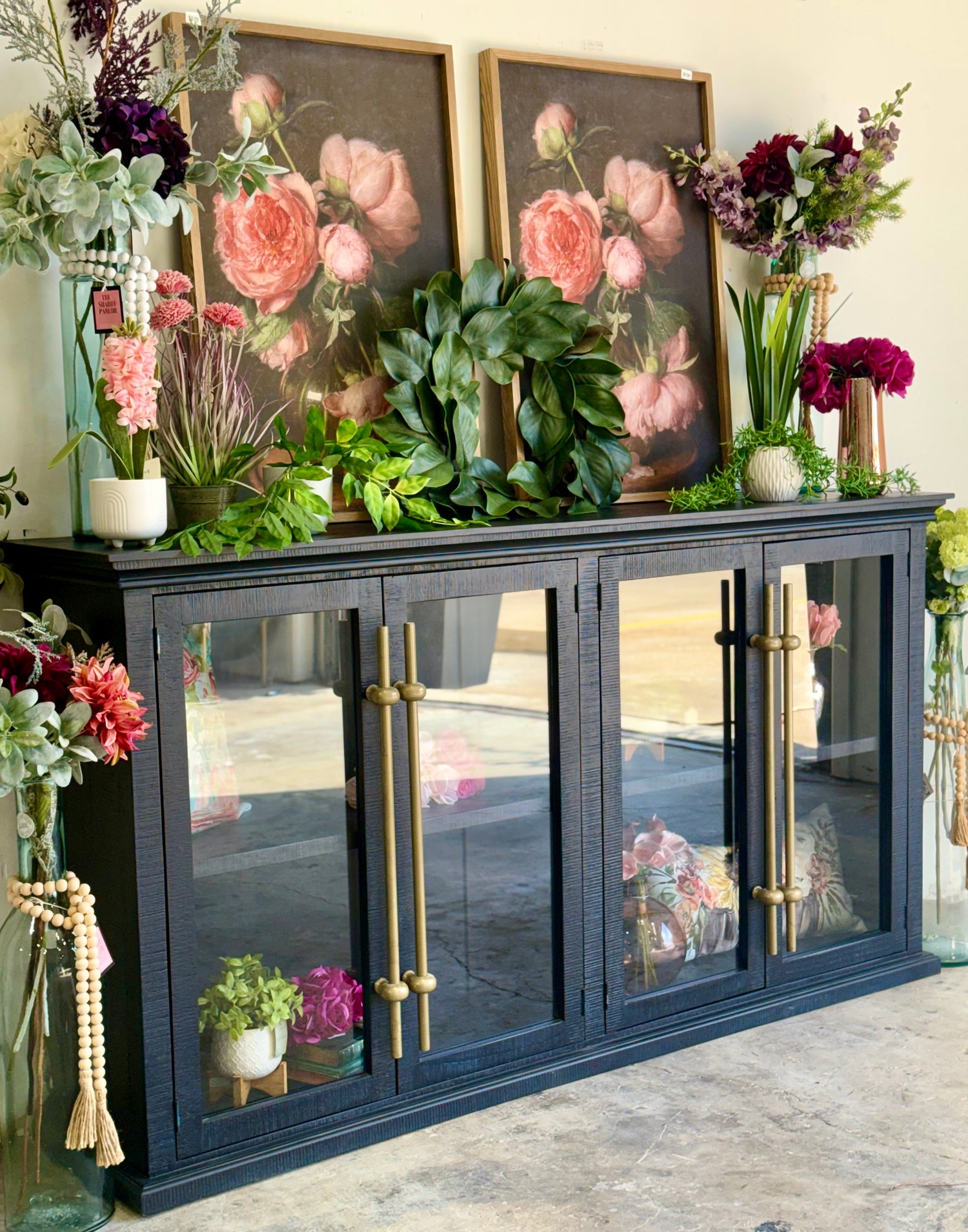 Emerson 4 Door Console-Deep Blue/Gold