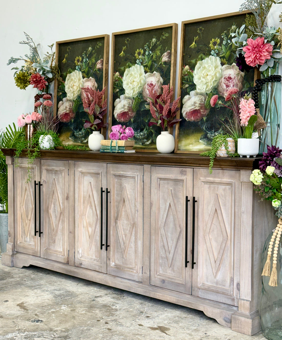 Chloe 6 Door Console-Soft Drift/Honeywood