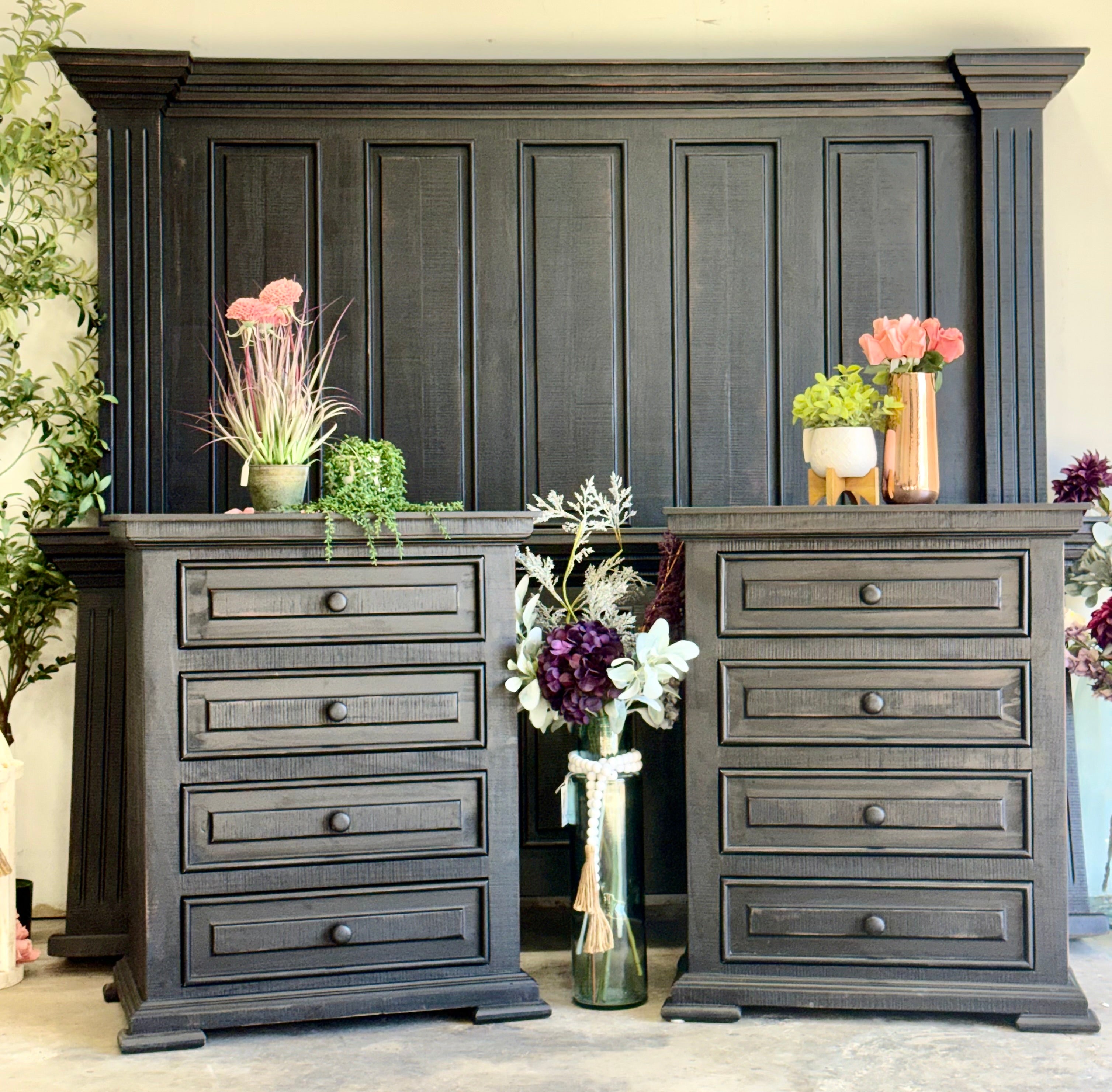 Charlotte 4 Drawer Oversized Nightstand-Handrubbed Black