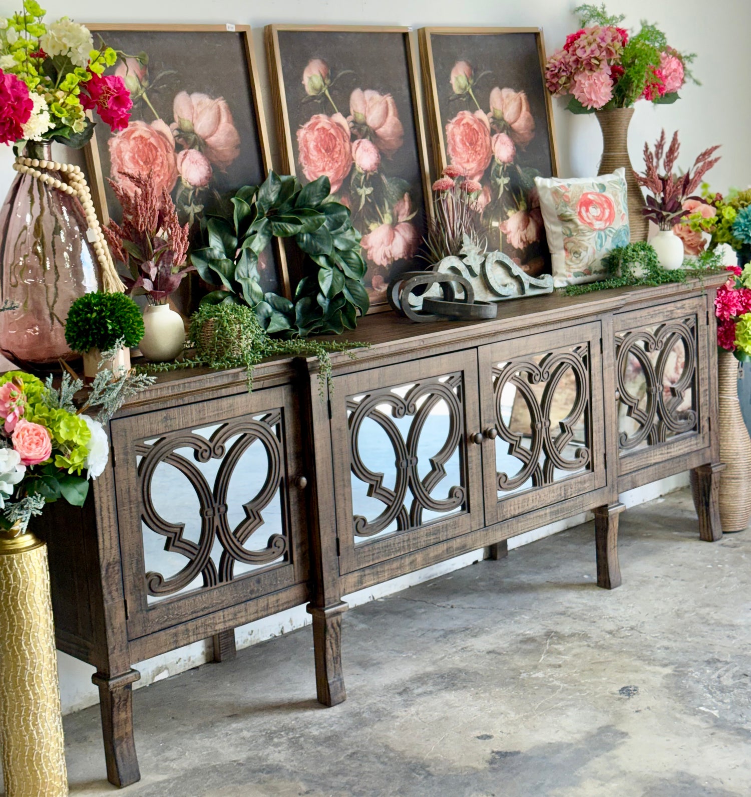 Harper 108" Mirrored Console-Honeywood