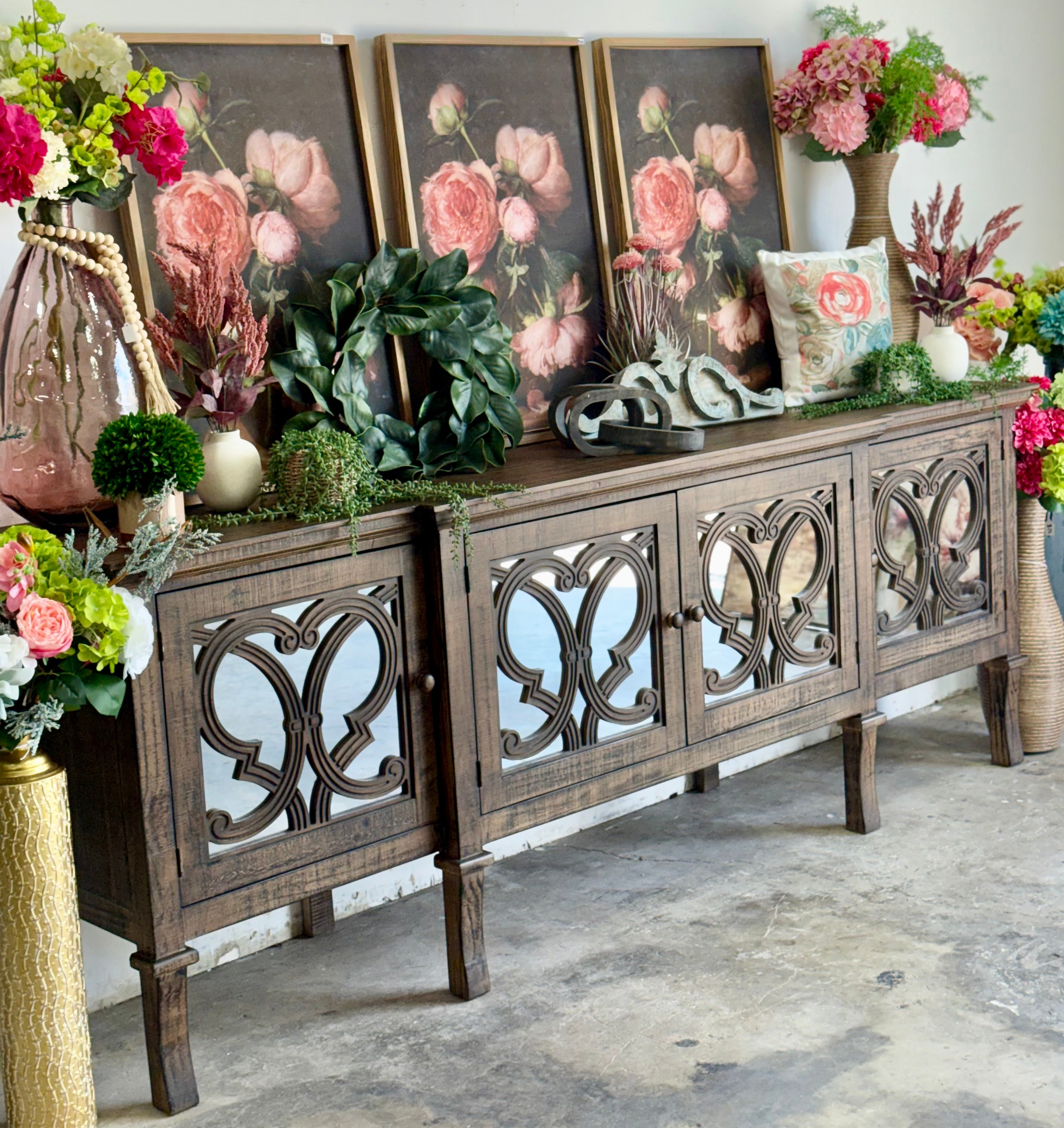 Harper 108" Mirrored Console-Honeywood