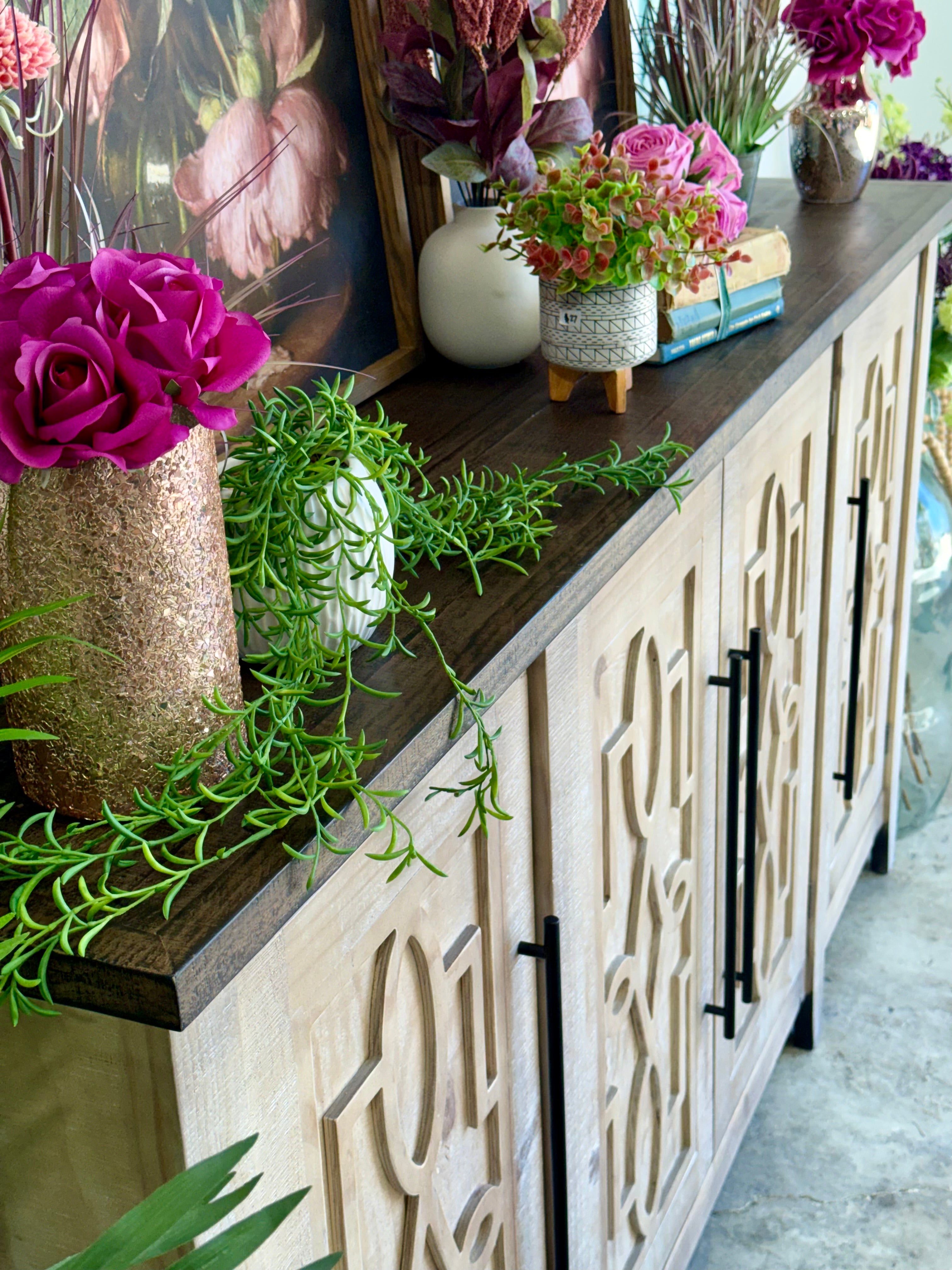 Ivy 4 Door Console-Soft Drift/Honeywood™